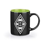 Borussia Mönchengladbach Kaffeebecher | Spülmaschinen- und mikrowellengeeignet | 350 ml Fassungsvermögen [schwarz/weiß/grün mit Logo]
