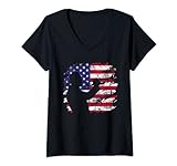 Damen Amerikanische Flagge, Musiker, Trompete, Orchestermusik T-Shirt mit V-Ausschnitt