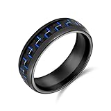 Geometrische Muster Schwarz Blau Kobalt Kohlefaser Inlay Paare Titan Hochzeit Band Ringe Für Männer Für Frauen 8Mm
