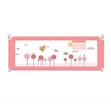 Pink Baby Anti-Drop Bed Guardrail 5 Height Adjustable Bed Fence Safety Bed Side Baffle with Double Safety Lock 220cm (150cm)