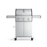 BURNHARD 3-Brenner Gasgrill FRED Basic Series 3 inkl. Edelstahl-Grillrost, Grillabdeckung, Edelstahl Grillwagen + klappbare S
