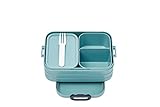 Mepal Bento-Lunchbox Take A Break Nordic Green midi – Brotdose mit Fächern, geeignet für bis zu 4 Butterbrote, TPE/pp/abs, 0 mm