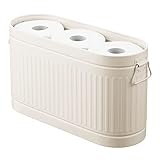 mDesign Ersatzrollenhalter für 6 Rollen Toilettenpapier – geräumiger Klopapierhalter im Retro-Design aus Metall – stilvolle Toilettenpapier Aufbewahrung für das Bad oder Gäste-WC – cremefarben