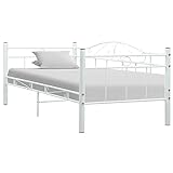 Tagesbett Rahmen Metall Einzelbett Kopfteil Fußteil Plattformbett unter dem Bett Aufbewahrung Weiß 90x200 cm