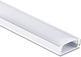 LED Profil Aluminium 2 Meter - Aluprofil für LED Stripes/Streifen Abmessung: 2000mm x 17mm x 7mm ALU Leiste (Alu Profil silber inkl. milchiger Abdeckung für LED Stripe - indirekte Beleuchtung)