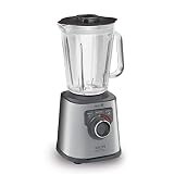 Krups KB403D Perfectmix + Hochleistungsstandmixer, 1.200W, 28.000 UpM, 2L Glasbehälter, 3 voreingestellte Programme, Powelix- Technologie, Edelstahl/Dunkelg