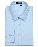HISDERN Herren Hemd Langarm Regular Fit Hemden für Business Freizeithemden Herrenhemden Hellblau XL