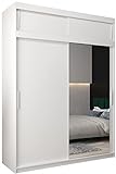 MEBLE KRYSPOL Tokyo 2 180 Schlafzimmerschrank mit Zwei Schiebetüren, Spiegel, Kleiderstange und Regalen – 180x240x62cm - Mattweiß mit Verlängerung