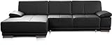 CAVADORE Eckcouch Corianne / Modernes Leder-Sofa mit verstellbaren Armlehnen und Longchair / 282 x 80 x 162 / Echtleder, schwarz