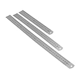 COMNESTBI 3Stücke Metalllineal Doppelseitig Präzise Messwerkzeuge Für Schule Büro Und Ingenieurwesen Gerade Für Zeichnungen Und Konstruk