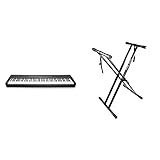 Yamaha Digital Piano P-45B, schwarz – Elektronisches Klavier für Einsteiger für authentisches Klavierspielen & RockJam xfinity doppelstrebiger pre hochparametrierbares Keyboard-Ständer