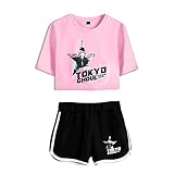 Frühling Und Sommer Sexy Mode Weiß T-Shirt Shorts Set, Unisex Tokyo Ghoul Anime Sport T-Shirt Shorts Set