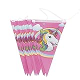 TRIXES 10flaggige Unicorn Wimpelgirlande für Kindergeburtstage mit 10 Einhorn Wimpeln Flaggen
