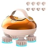 Dyroe Kopfmassage Elektrisch, Elektrisches Kopfmassagegerä, Kopfhaut-Massagegerät IPX7 wasserdicht mit 4 Ersatzmassageköpfen und 3 Massagemodi, handliches Kopfmassagegerät für Entspannung G