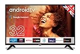 Cello ZG0223 32 Zoll Smart Android TV mit Freeview Play, Google Assistant, Google Chromecast, 3 x HDMI und 2 x USB, hergestellt in Großbritannien (Modell 2020), Schwarz