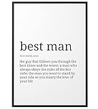 Papierschmiede® Definition Best Man, A4 Poster für Wohnzimmer, Schlafzimmer, Küche, Esszimmer, Wandbild Geschenk Wanddeko Spruch English - ohne Rahmen