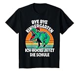 Kinder Bye Bye Kindergarten Ich rocke jetzt die Schule Jungen Dino T-Shirt
