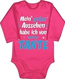 Shirtracer Statement Sprüche Baby - Mein gutes Aussehen Tante Junge - 3/6 Monate - Fuchsia - Baby Body Tante gutes Aussehen - BZ30 - Baby Body Langarm