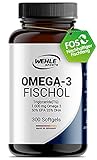Omega 3 Kapseln hochdosiert Triglyceride Fischöl - Fish Oil Softgel 500mg EPA 250mg DHA ohne Vitamin E Omega-3 Fettsäuren - Aufwendig gereinigt und aus nachhaltigem Fischfang (300 Kapseln)