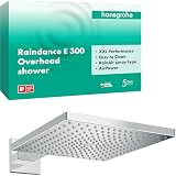 hansgrohe Raindance E - Kopfbrause mit Brausearm, eckige Duschbrause (300 mm), Regendusche mit 1 Strahlart für Wandmontage, Brausekopf mit Antikalk-Funktion, Chrom, 26238000