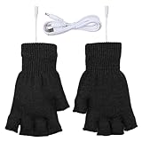 Beheizte Fingerlose Handschuhe,Warme Handschuhe USB beheizter Fäustling - Winter-Handwärmer, wiederaufladbar, tragbar, beheizte Handschuhe für Laufen, drinnen und draußen, Skifahren, Reiten Csoul