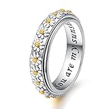 Gänseblümchen Angst Entlasten Spinner Ringe You Are My Sunshine Blume Fidget Ring Sterling Silber ADHS Stressabbau Ring für Damen Mädchen (54 (17.3))