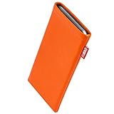 fitBAG Beat Orange Handytasche Tasche aus Echtleder Nappa mit Microfaserinnenfutter für Microsoft Lumia 950 XL | Hülle mit Reinigungsfunktion | Made in Germany