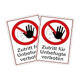2 Stück XXL Zutritt für Unbefugte verboten Schild 30 x 40cm aus stabiler PVC Hartschaumplatte 5mm mit UV-Schutz von STROBO