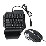 Einhändige RGB-Gaming-Tastatur und -Maus-Kombination, Tragbare USB-kabelgebundene Mechanische LED-Tastatur mit Hintergrundbeleuchtung, Halbhand-Gaming-Set für Laptop, PC-Gamer