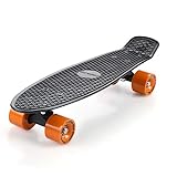 Deuba Skateboard Mini Cruiser Erwachsene Retro Penny Board 22 Zoll ABEC 7 LED 60 mm Rollen Funboard 100kg