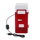 Mini-Kühlschrank, Getränkekühlschrank, LED-Mini-USB-Kühlschrank für Getränkedosen Kaffee(red)