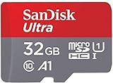 SanDisk Ultra microSDHC UHS-I Speicherkarte 32 GB + Adapter (Für Smartphones und Tablets, A1, Class 10, U1, Full HD-Videos, bis zu 98 MB/s Lesegeschwindigkeit)