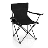 BigDean Faltstuhl SCHWARZ Campingstuhl Anglerstuhl mit Getränkehalter & Tragetasche - Anglersessel klappbar - Klappstuhl Gartenstuhl Faltstuhl Relaxsessel Angelsessel faltb