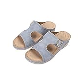 Sandals Summer Ladies Slippers Wear-Resistant Comfortable Microfiber Lining PU Soles Not Squeeze Feet Good Breathability Lightweight Beach Buggy Stitching Wedge Round Head Home Work Sandals