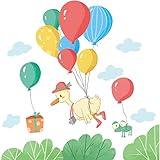 Balloon Duckling Cloud Green Plant Bedroom Playing Bedroom Living Room Porch Home Wall Decoration Wall Sticker Baby Wall Stickers for Boy (1-As Shown, One Size) ( Color : 1-as Shown , Size : One Size