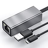Ethernet-Adapter für Fire TV Stick Google Home Mini Chromecast und mehr Streaming TV Sticks 10/100Mbps Netzwerk Micro USB (A) auf RJ45 Ethernet Adapter mit USB Netzteil Kabel 1 m (Grau)