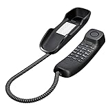 Gigaset DA210 - Schnurgebundenes Telefon mit elastischem Kabel - Platz für 10 Kurzwahleinträge - Wahlwiederholung - hörgerätekompatibel - einstellbare Tonrufmelodie und Lautstärke, anthrazit