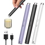 Lichtbogen Feuerzeug, 3 Stück Stabfeuerzeug USB Aufladbar Feuerzeug, Elektronisch Feuerzeug mit Batterieanzeige, Plasma Feuerzeug, Triple-SICHERHEITS für Yankee Kerzen, Grill, Herd, Camping