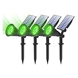 LYUN Solar-Spot-Lichter im Freien grün LED wasserdichte Wandlandschaftsbeleuchtung, drahtlose Strahler Landschaftslichter für Garten, Garten, Terrasse, Weg (Emitting Color : 4 Pack)