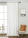 Deamos Boho Vorhänge Weiß Landhausstil Baumwolle mit Beige Quasten Gardinen,Wohnzimmer Schlafzimmer Vorhang,1 Stück,B150×H160cm