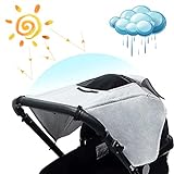 Universal Kinderwagen Sonnensegel mit UV Schutz 50+ und Wasserdicht mit Sichtfenster und Seitenflügel,Sonnenschutz für Kinderwage, UV Schutz für Buggy