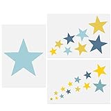 Stern Schablonen, 3 Stück Sterne Vorlagen A4 Größe Verschiedene Größen Sterne Cluster Wiederverwendbare Schablonen für DIY Basteln Malen Wohnkultur Kinder Kinderzimmer Schlafzimmer 21x30cm