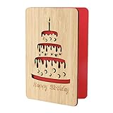 Holzgeburtstagskarten, alles Gute zum Geburtstagsgrußkarte für ihn / sie, handgemachte Holzkarte zum Versenden von Geburtstagswünschen