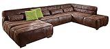 Cavadore Wohnlandschaft Scoutano, XXL-Couch in U-Form im Industrial Design, 363 x 76 x 227 cm, Lederoptik braun
