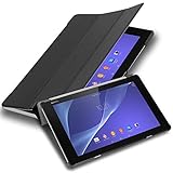 Cadorabo Tablet Hülle für Sony Xperia Tablet Z2 (10,1' Zoll) SGP521 in Satin SCHWARZ – Ultra Dünne Book Style Schutzhülle mit Auto Wake Up und Standfunktion aus Kunstleder