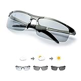 TJUTR Polarisierte Sonnenbrille Herren Photochromatisch Sports für100% UVA UVB Schutz Metallrahmen Leicht (Grau(sport)/Grau)