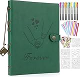 ZEEYUAN Fotoalbum zum Selbstgestalten Löwenzahn 60 Seiten 22x27.3cm Vintages Gästebuch Leder Fotobuch mit Fotoecken als Schönes Geschenk zum Valentinstag Geburtstag und Weihnachten für Paare F