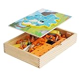 Holz-Werkzeugset für Kinder, Rollenspiel-Werkzeugkasten | Konstruktionsspielzeug-Set aus Holz | Interaktives Rollenspielspielzeug, pädagogisches Bank-Werkzeugkasten-Spielset mit Blöcken und Puzzles fü