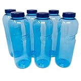 SAXONICA Trinkflasche aus Tritan 6 x 1 Liter ohne Weichmacher BPA frei (Bisphenol A frei) für Wasser, Milch oder Saft