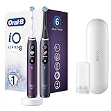 Oral-B iO Series 8 Elektrische Zahnbürste/Electric Toothbrush, Doppelpack, Mikrovibrationen, 6 Putzmodi, Display, Reiseetui, Muttertagsgeschenk / Vatertagsgeschenk, black onyx/violet ametrine